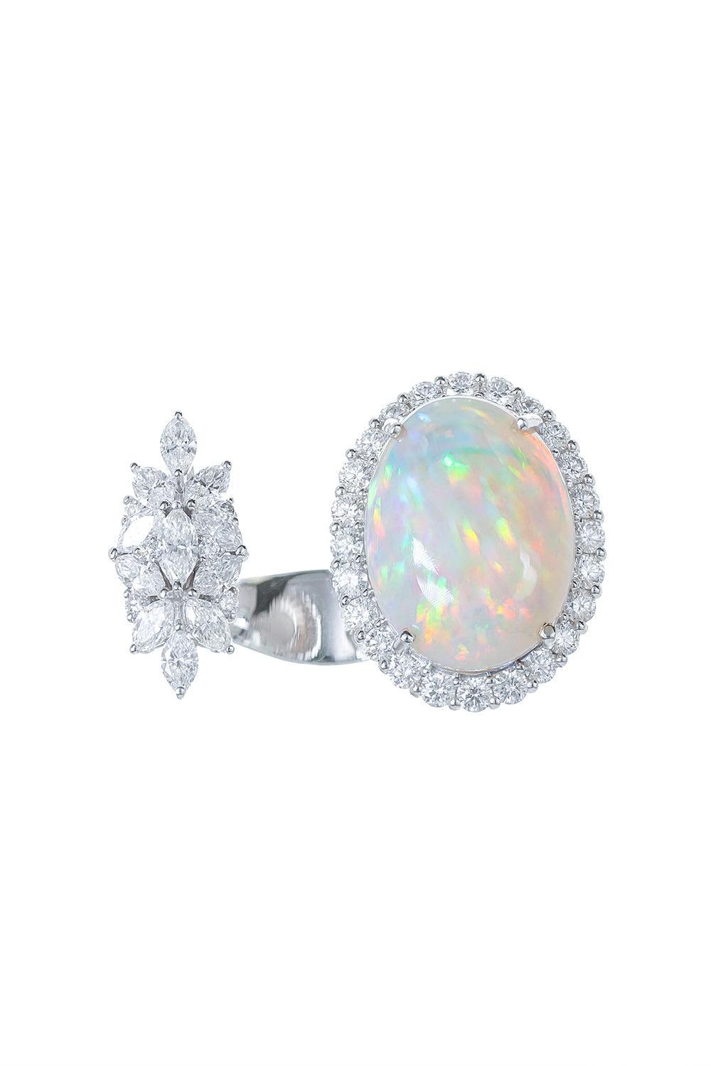 Opal Reign Supreme Open Stackable Ring-WHITE GOLD-JEWELRYFINE JEWELRING-YEPREM JEWELLERY