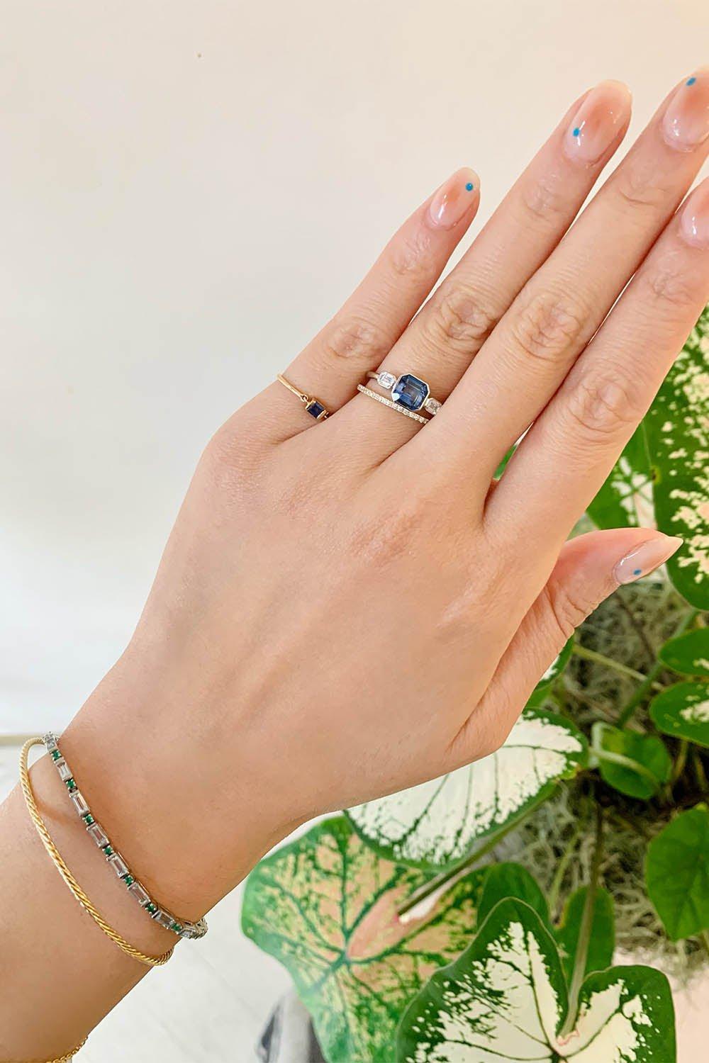 YI COLLECTION-Aquamarine Emerald Spring Bracelet-PLAT