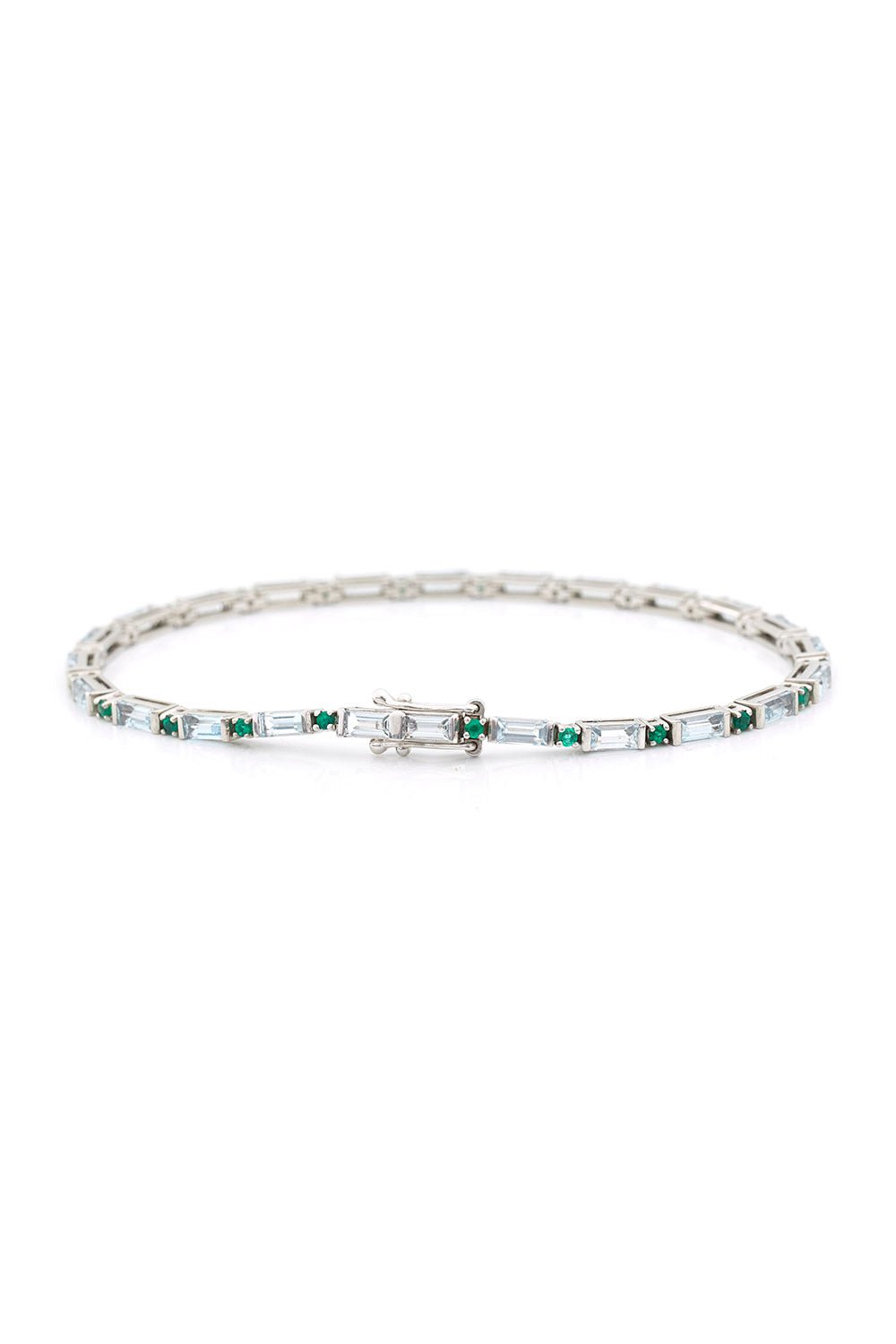 YI COLLECTION-Aquamarine Emerald Spring Bracelet-PLAT