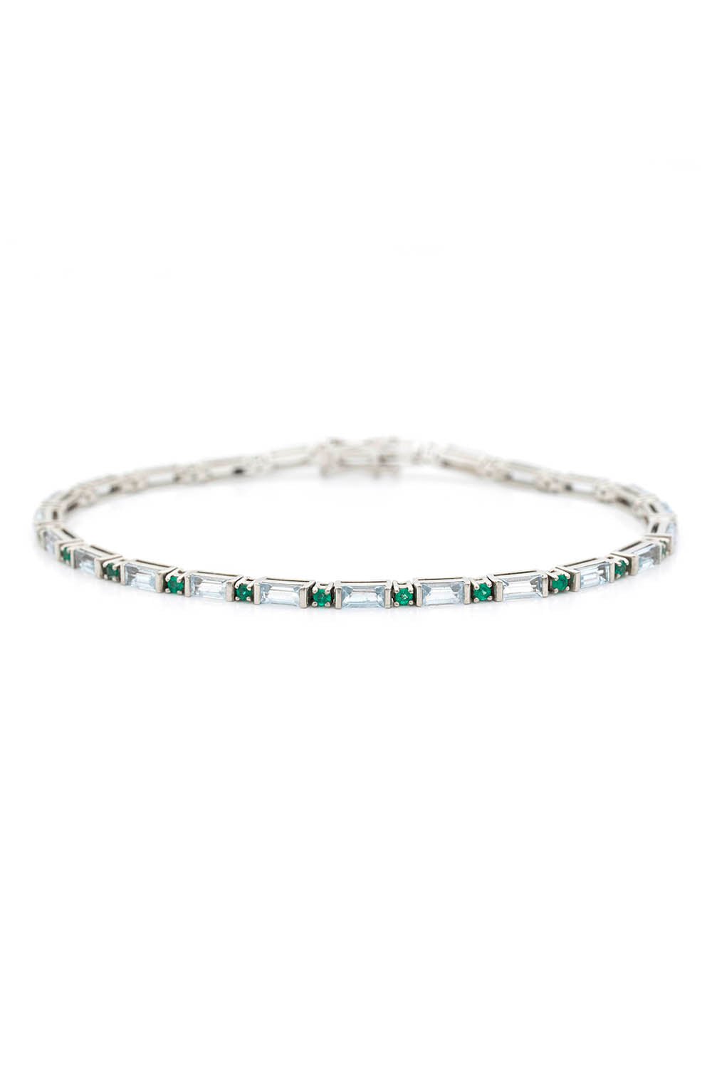 YI COLLECTION-Aquamarine Emerald Spring Bracelet-PLAT