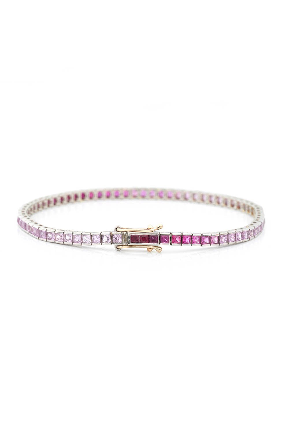 YI COLLECTION-Ruby Pink Sapphire Ombre Tennis Bracelet-PLAT