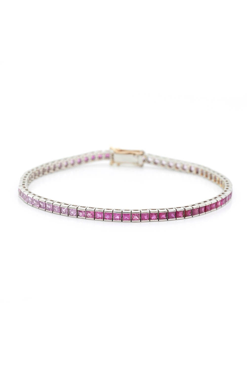 YI COLLECTION-Ruby Pink Sapphire Ombre Tennis Bracelet-PLAT