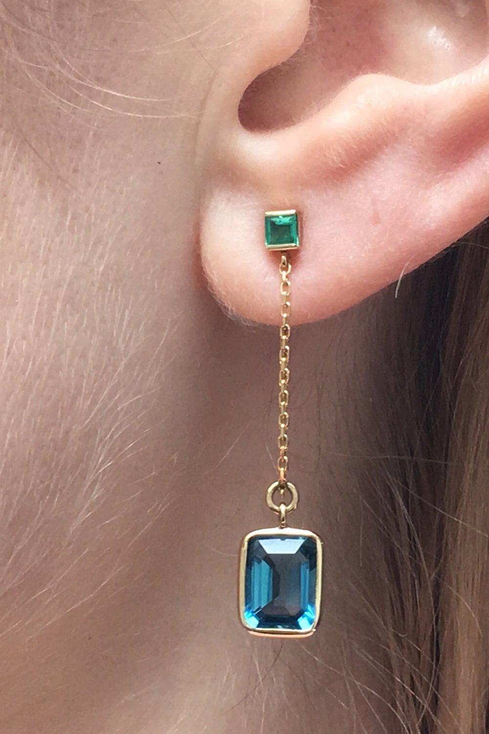YI COLLECTION-Chain Earrings-YELLOW GOLD