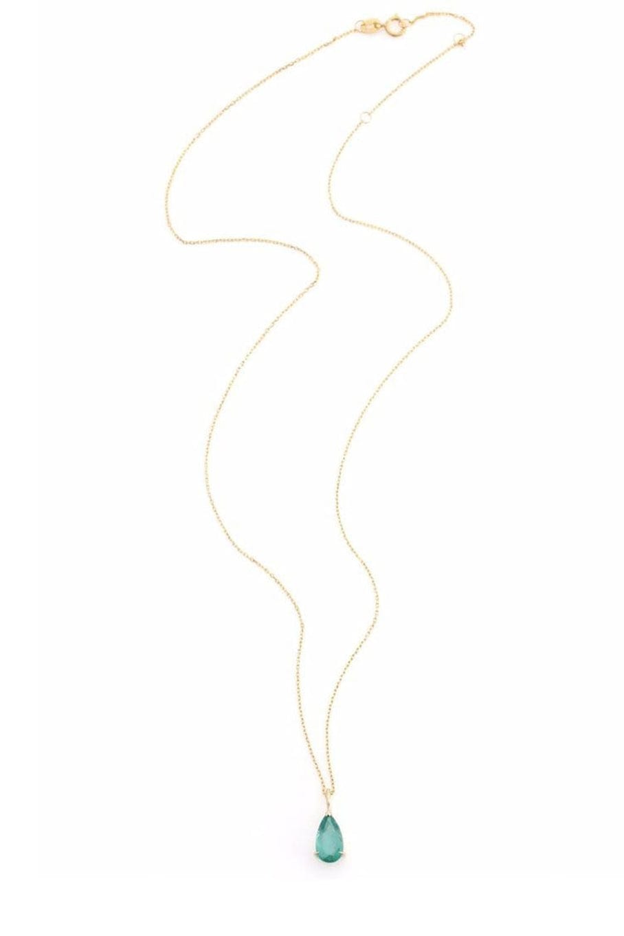 YI COLLECTION-Emerald Dew Drop Necklace-YELLOW GOLD