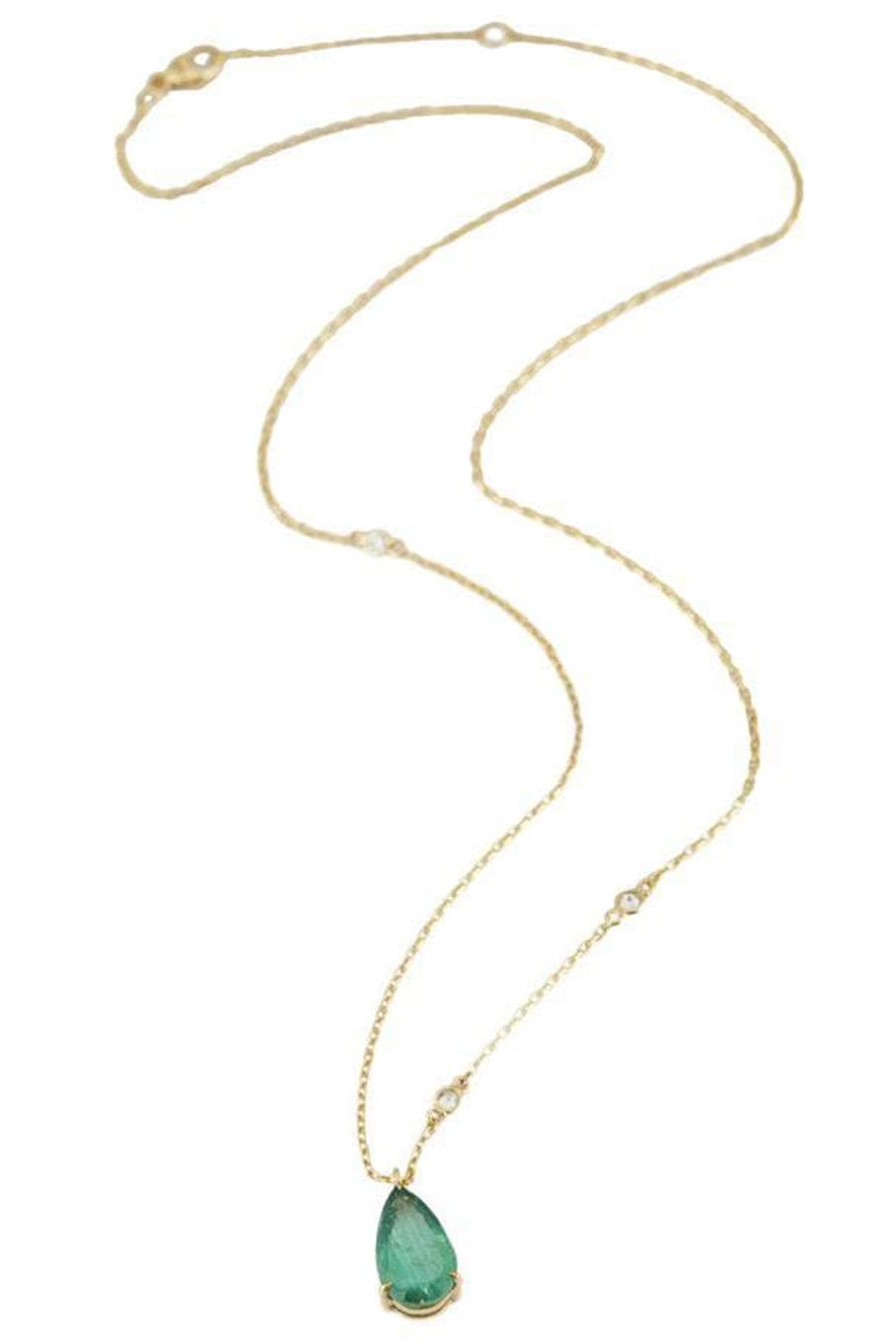 YI COLLECTION-Emerald Dew Drop Supreme Necklace-YELLOW GOLD