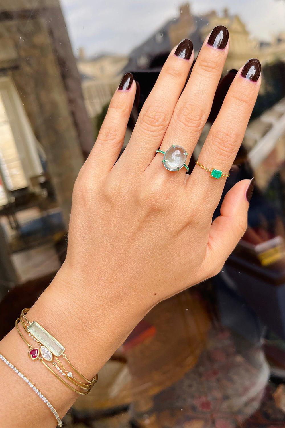 YI COLLECTION-Spring Globe Ring-WHITE GOLD