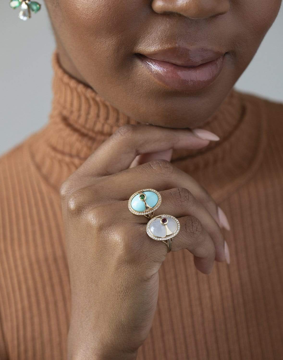YI COLLECTION-White Jade, Diamond, & Ruby Eos Ring-YELLOW GOLD