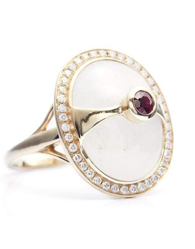 YI COLLECTION-White Jade, Diamond, & Ruby Eos Ring-YELLOW GOLD