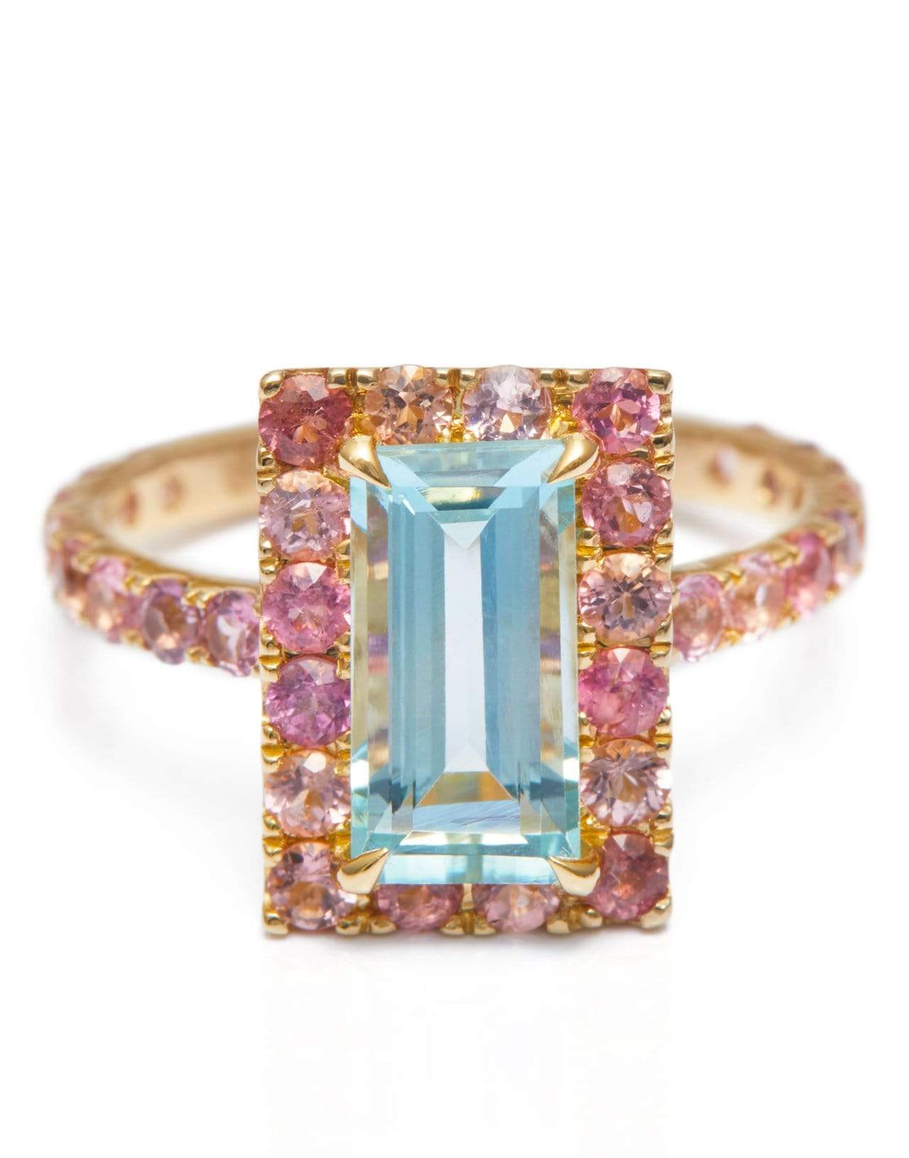 YI COLLECTION-Aquamarine and Pink Tourmaline Candy Ring-