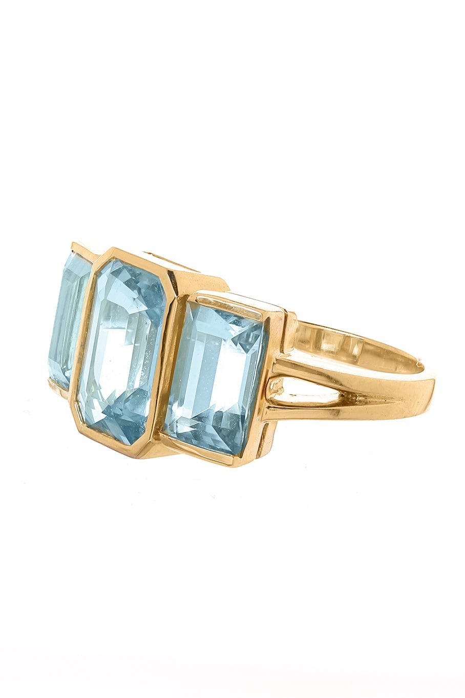YI COLLECTION-Aquamarine Tonal Deco Supreme Ring-YELLOW GOLD
