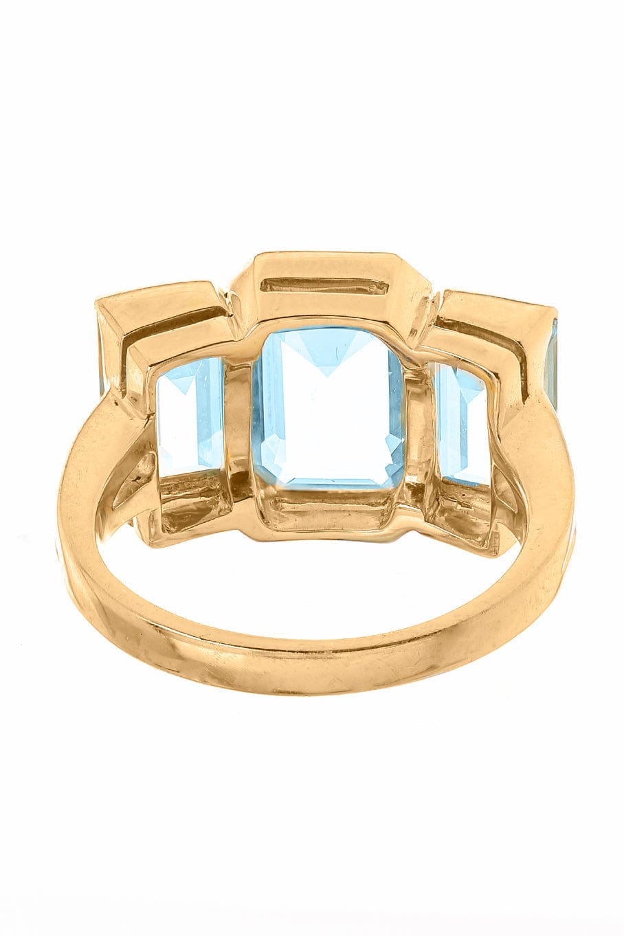 YI COLLECTION-Aquamarine Tonal Deco Supreme Ring-YELLOW GOLD