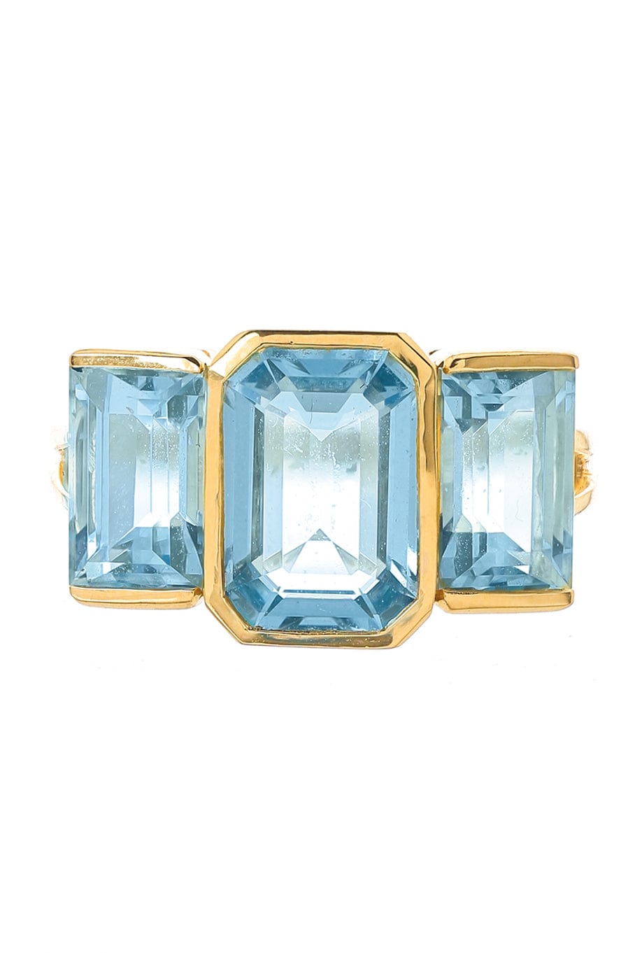 YI COLLECTION-Aquamarine Tonal Deco Supreme Ring-YELLOW GOLD