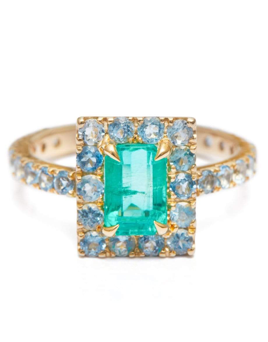 YI COLLECTION-Emerald and Apatite Spring Ring-YELLOW GOLD
