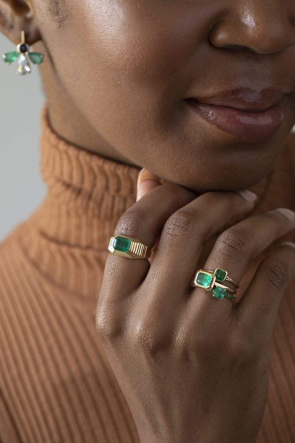 YI COLLECTION-Emerald Nouveau Ring-YELLOW GOLD