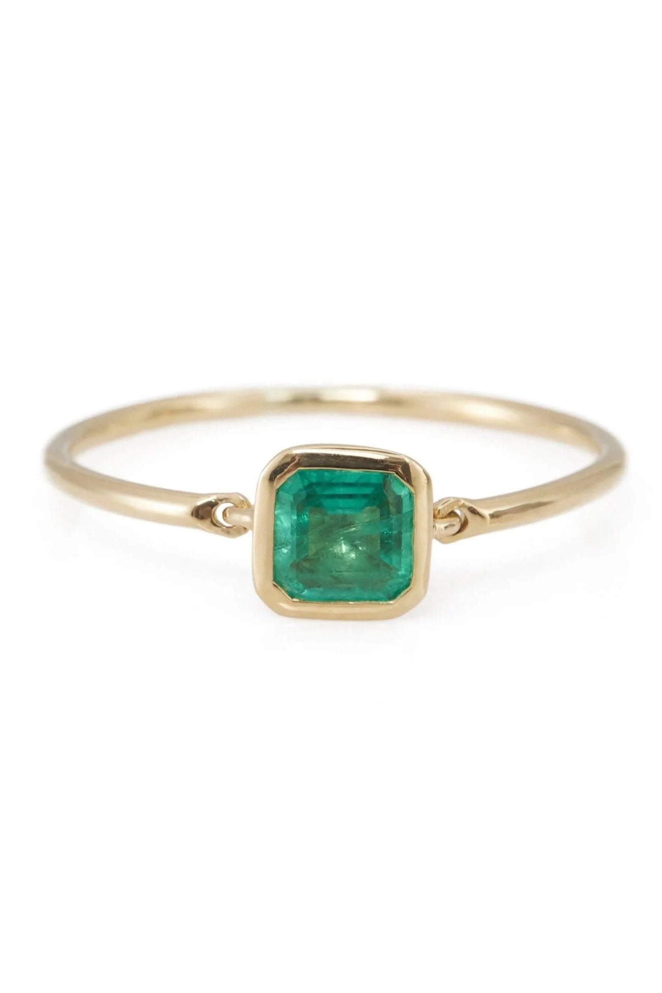 YI COLLECTION-Emerald Petite Button Ring-YELLOW GOLD