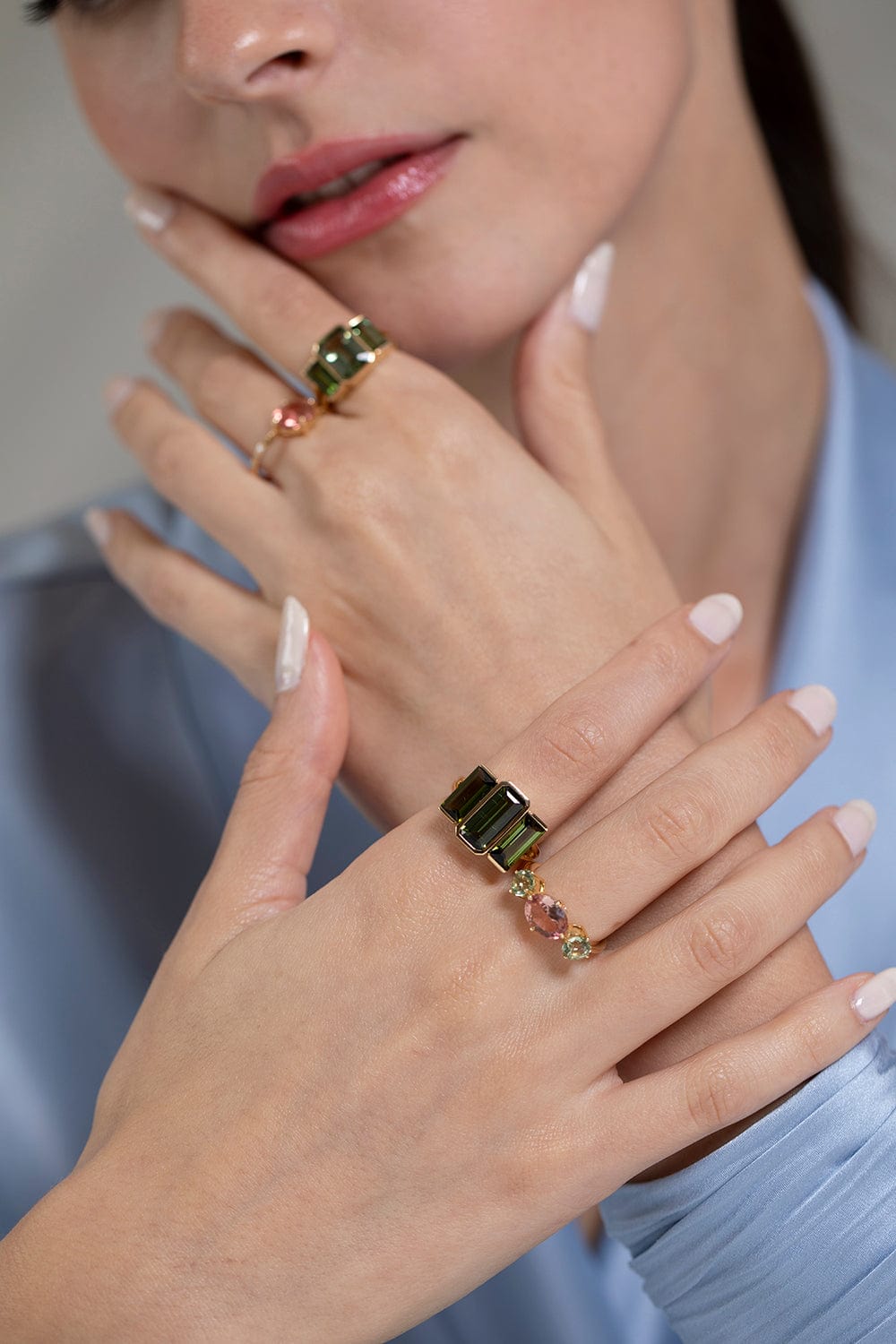 YI COLLECTION-Tourmaline Macaroon Ring-YELLOW GOLD