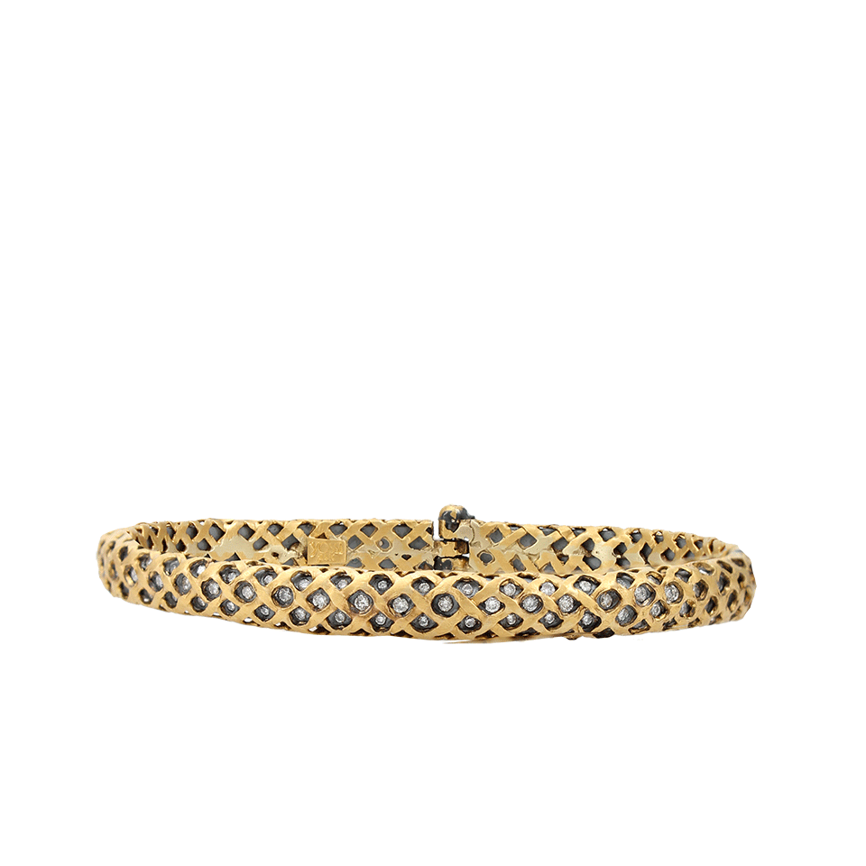 YOSSI HARARI-Rattan Mica White Diamond Bangle-YELLOW GOLD