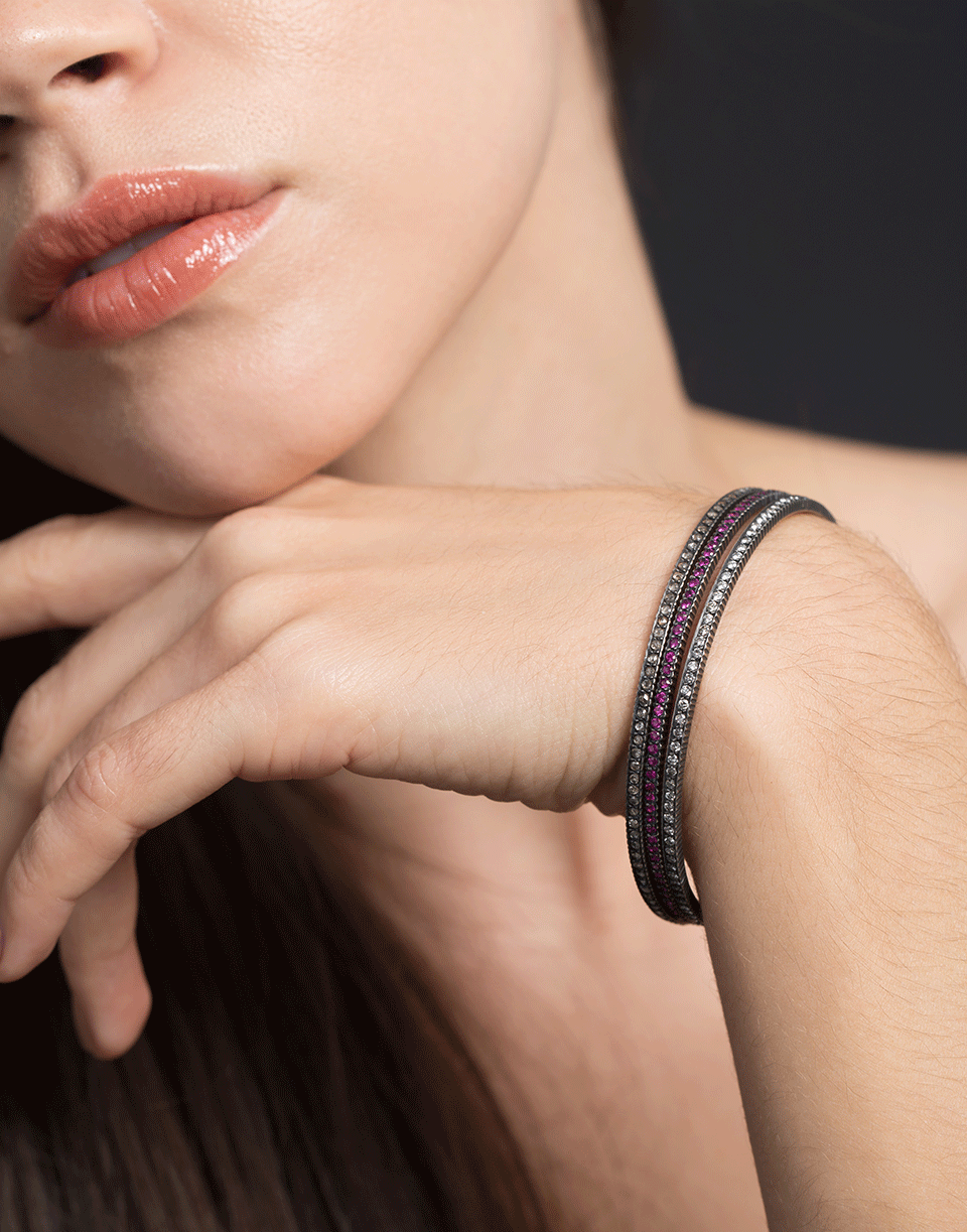 YOSSI HARARI-Lilah Pave Ruby Bangle-GILVER