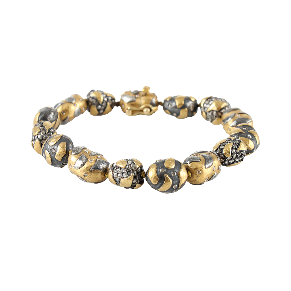 YOSSI HARARI-Libra Bead Bracelet with Diamonds-GLD/GLVR