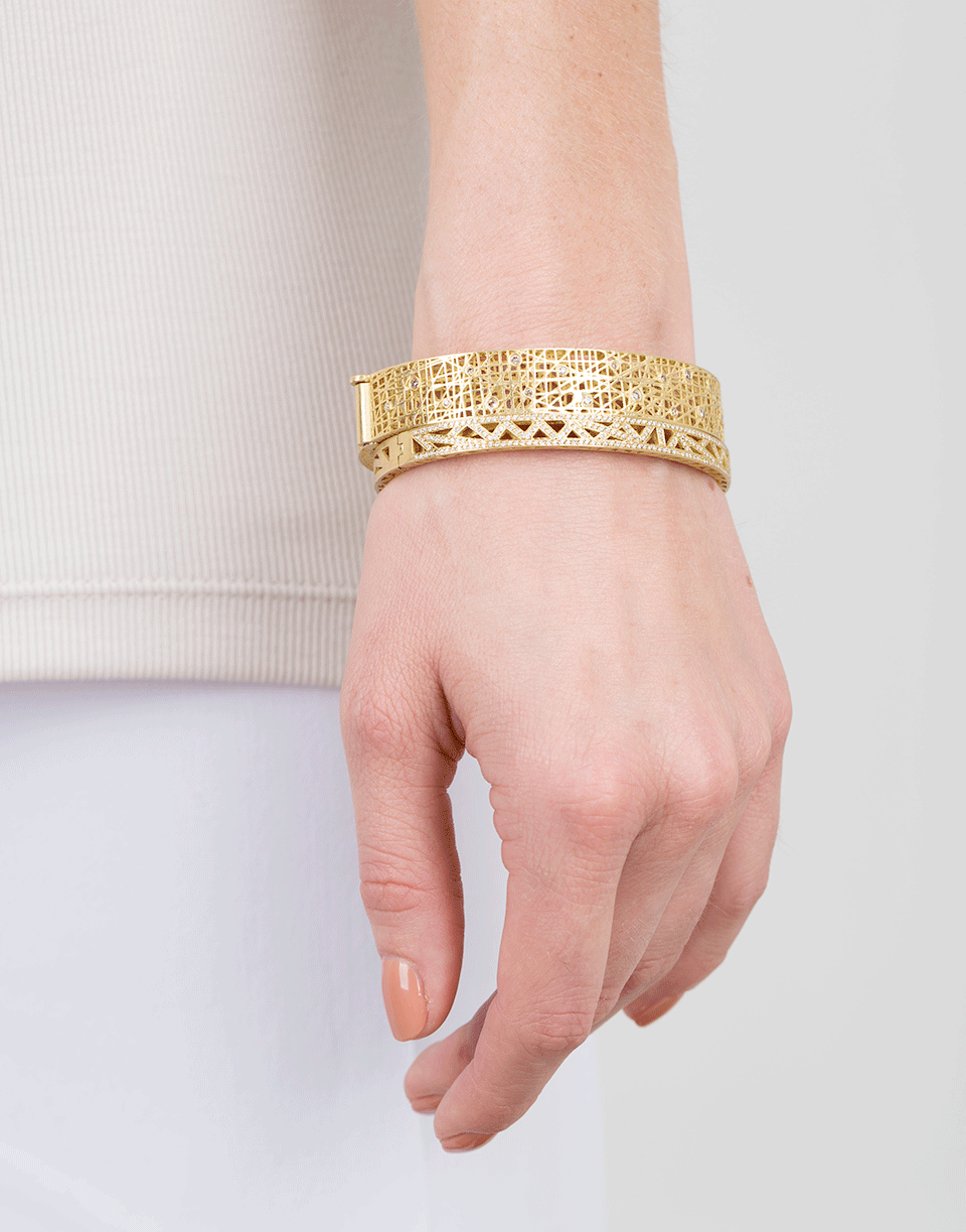 YOSSI HARARI-Champagne Diamond Lace Cuff-YELLOW GOLD