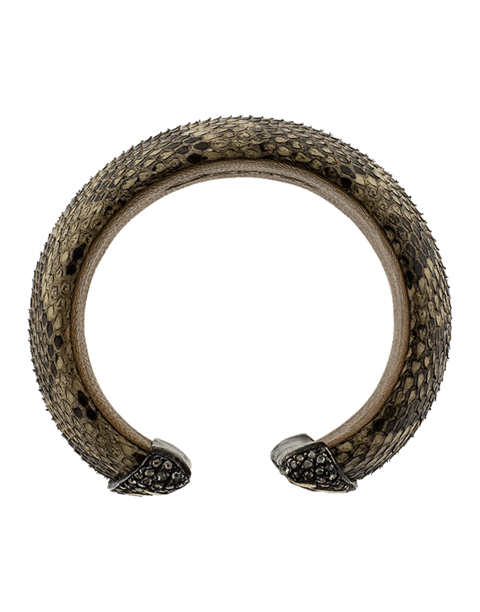 YOSSI HARARI-Python And Leather Cuff-GILVER