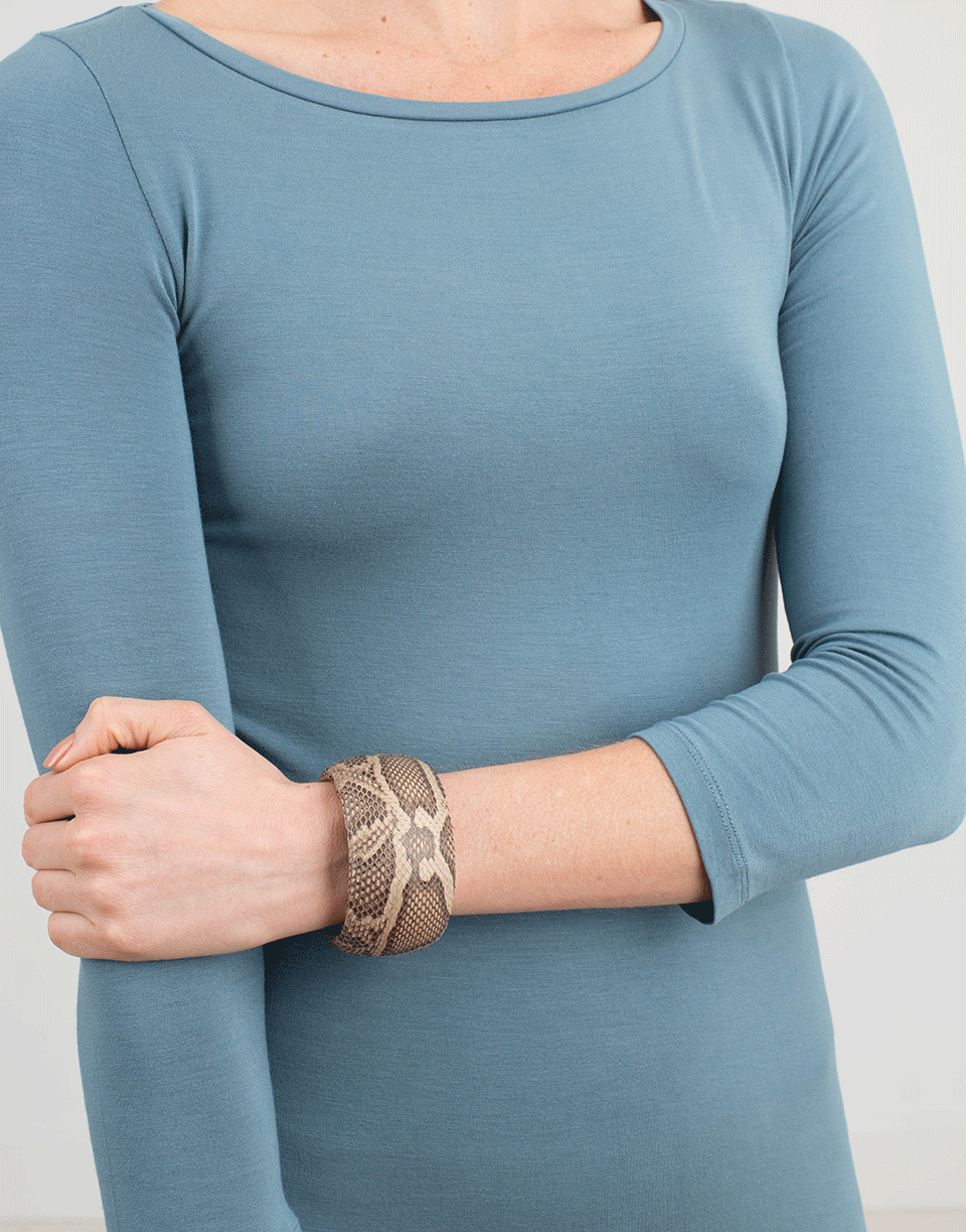 YOSSI HARARI-Python And Leather Cuff-GILVER
