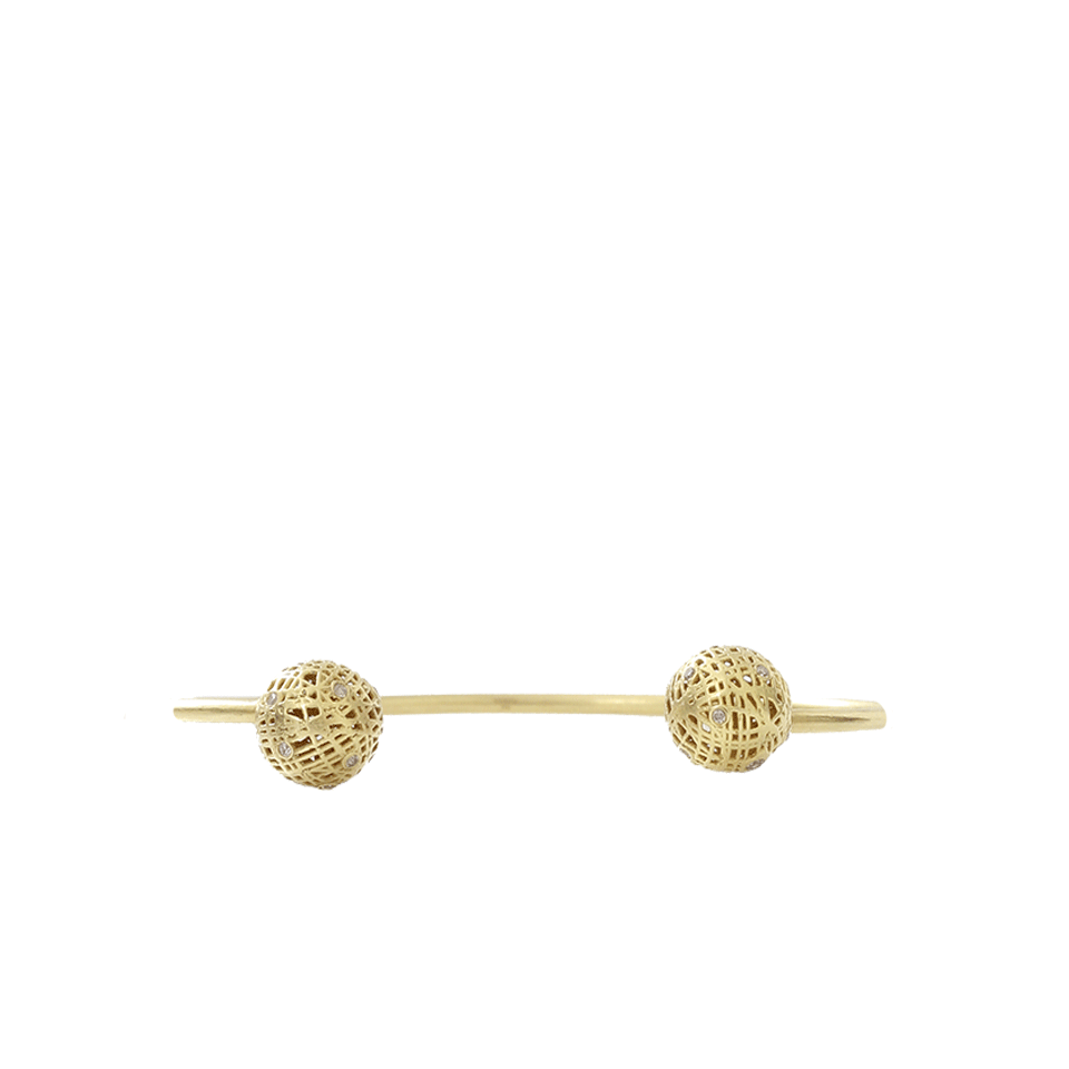 YOSSI HARARI-Lace Ball Cuff Bracelet-YELLOW GOLD