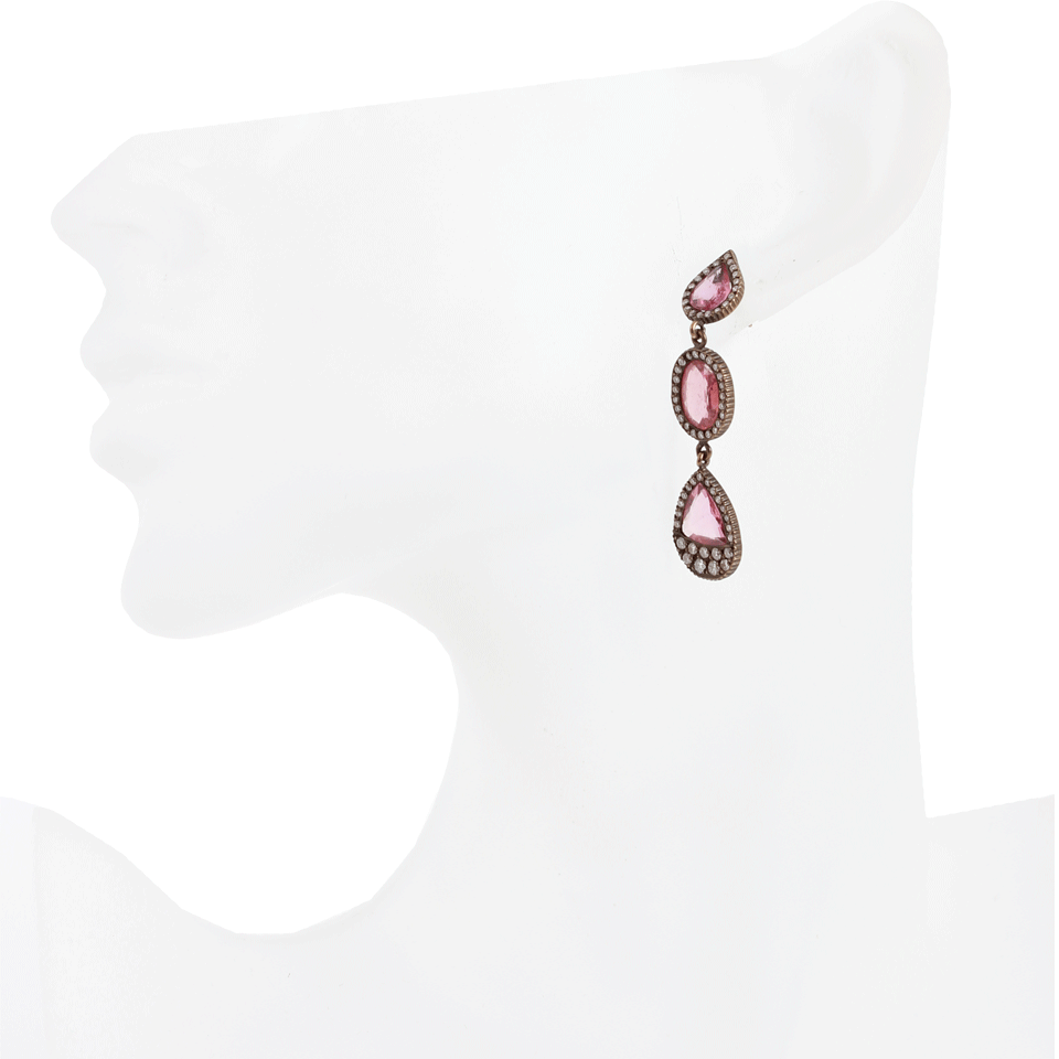 YOSSI HARARI-Lilah Sapphire And Pink Diamond Earrings-BRWN GLD
