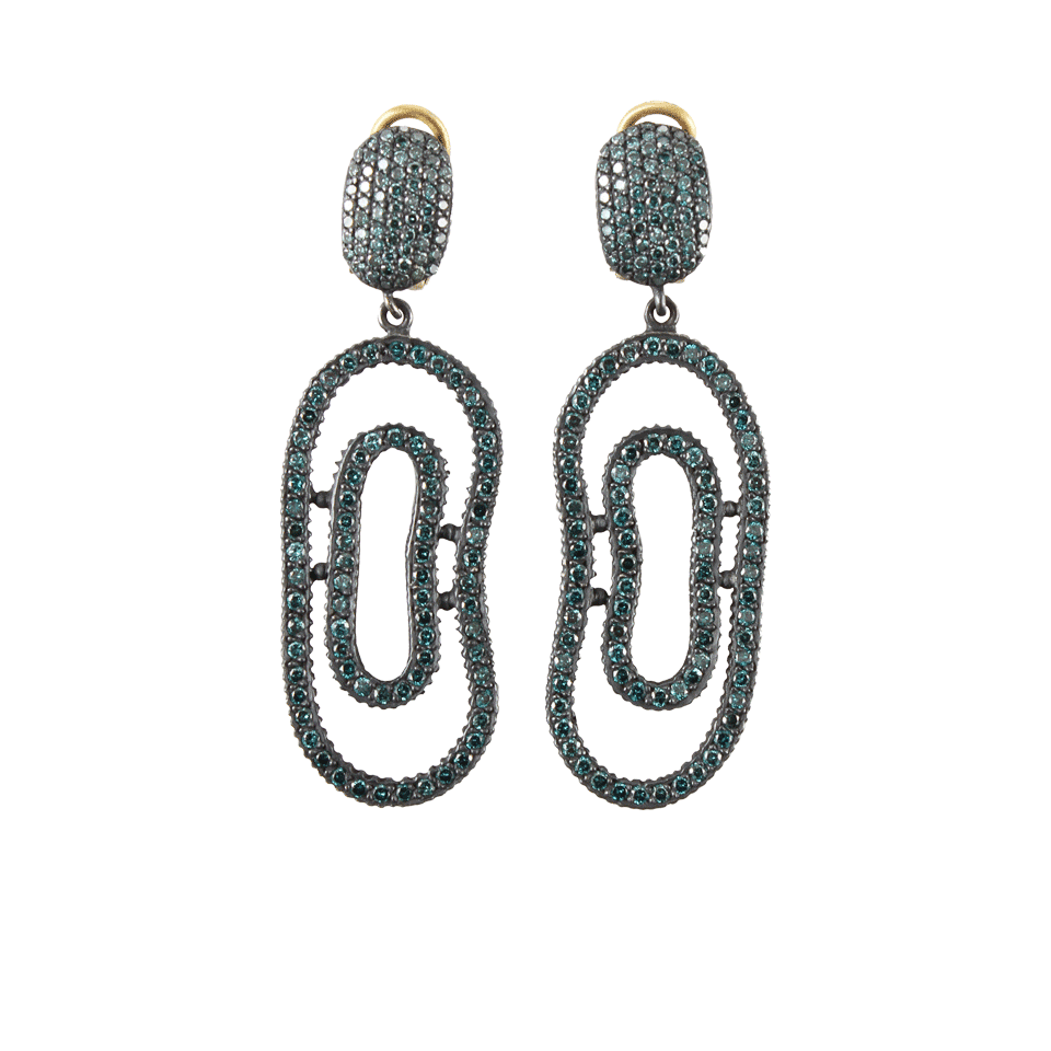 YOSSI HARARI-Blue-Diamond Open Lilah Earrings-GILVER