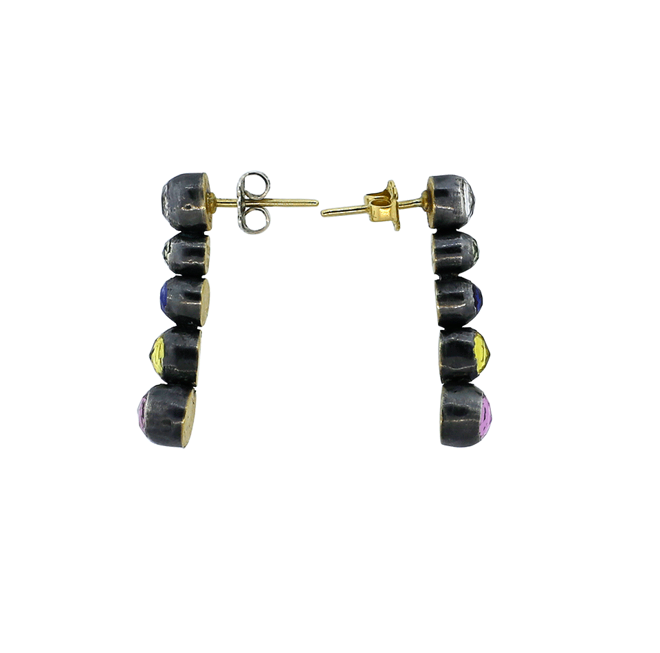 YOSSI HARARI-Cascade Multi Sapphire Drop Earrings-GILVER