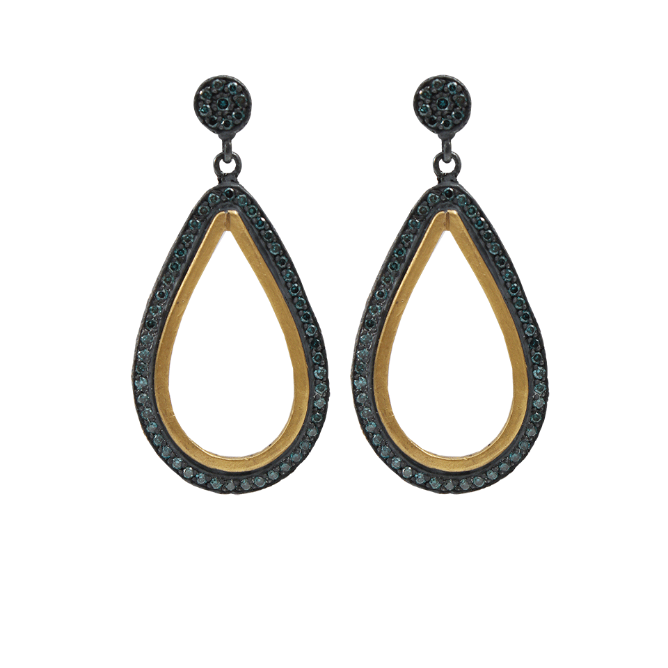 YOSSI HARARI-Ella Pear Shape Teal Blue Diamond Earrings-GILVER