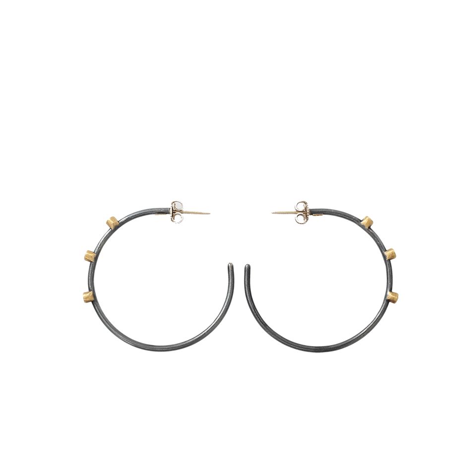 YOSSI HARARI-Jane Three-Diamond Hoop Earrings-GILVER