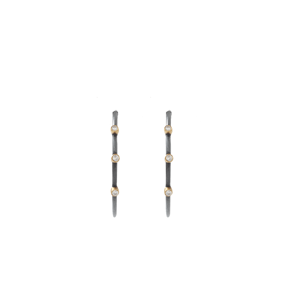 YOSSI HARARI-Jane Three-Diamond Hoop Earrings-GILVER