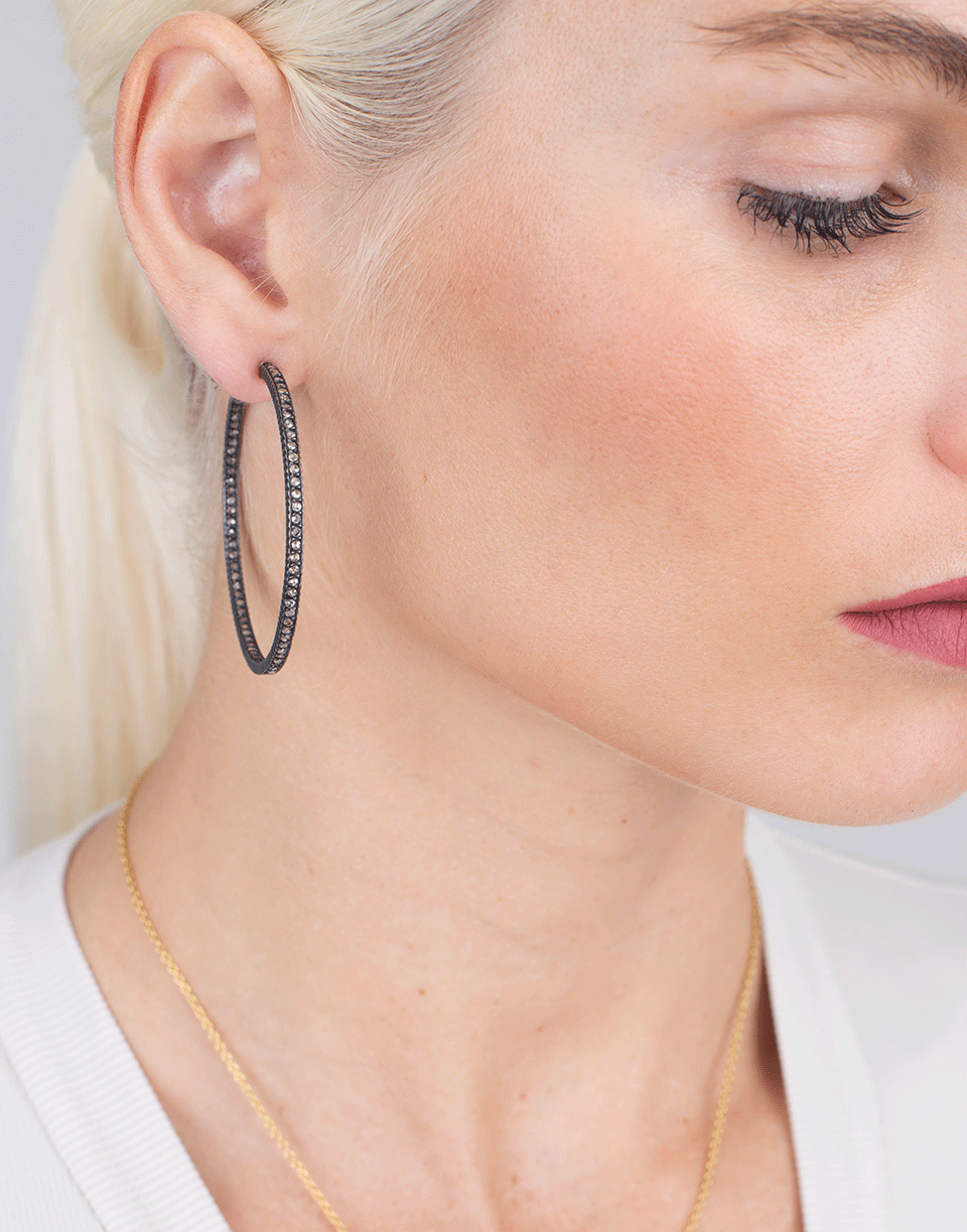 YOSSI HARARI-Lilah Cognac Diamond Hoop Earrings-GILVER