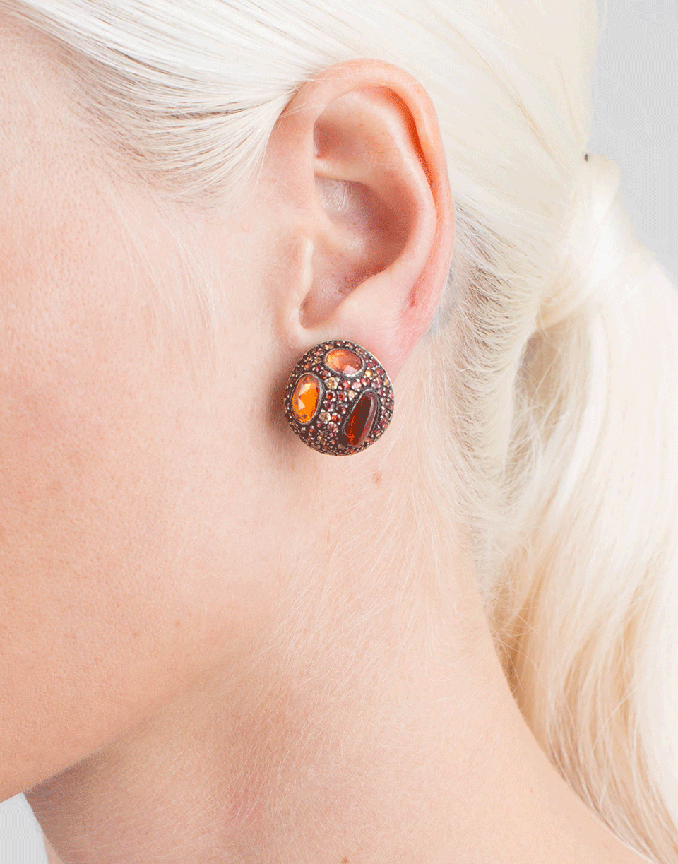 YOSSI HARARI-Roxanne Fire Opal Stud Earrings-GILVER