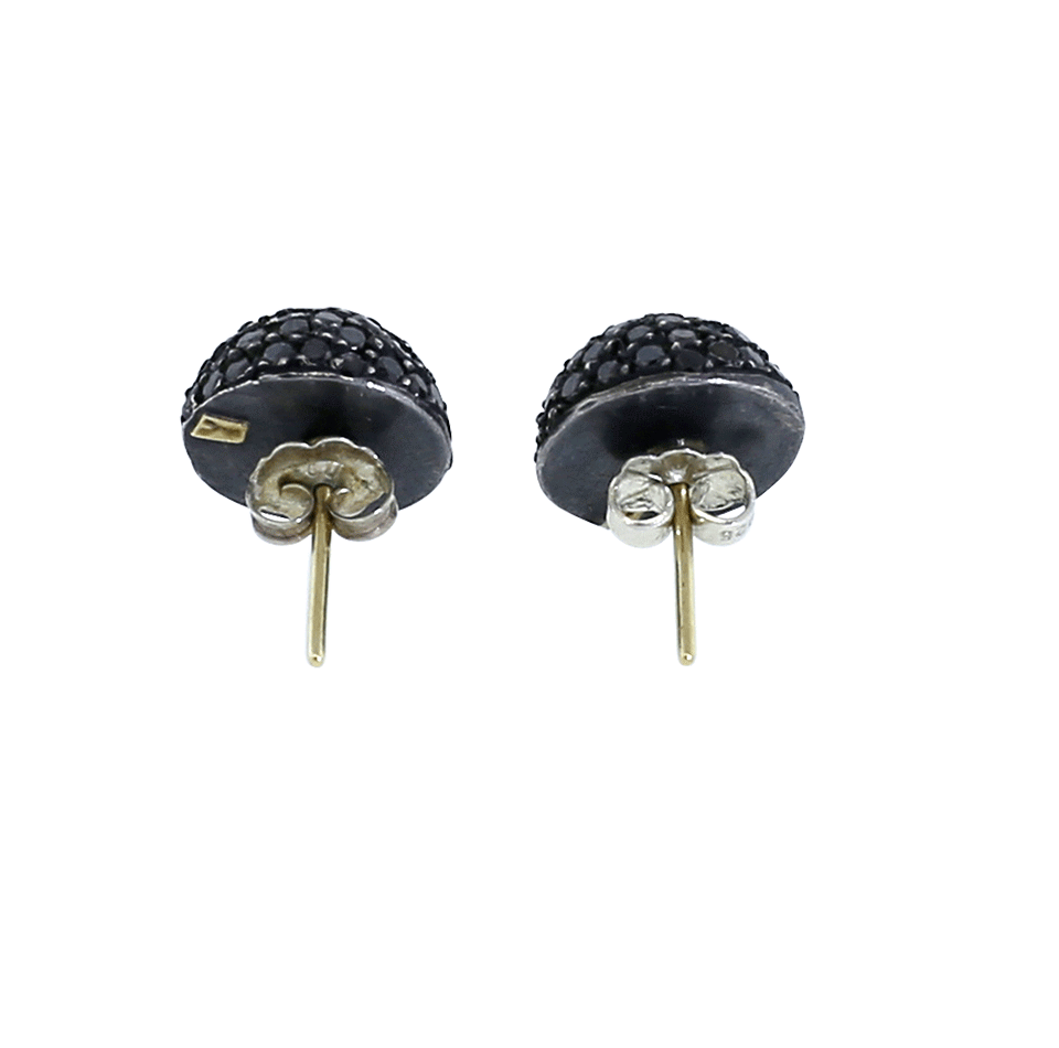 YOSSI HARARI-Vera Pave Black Diamond Studs-GILVER