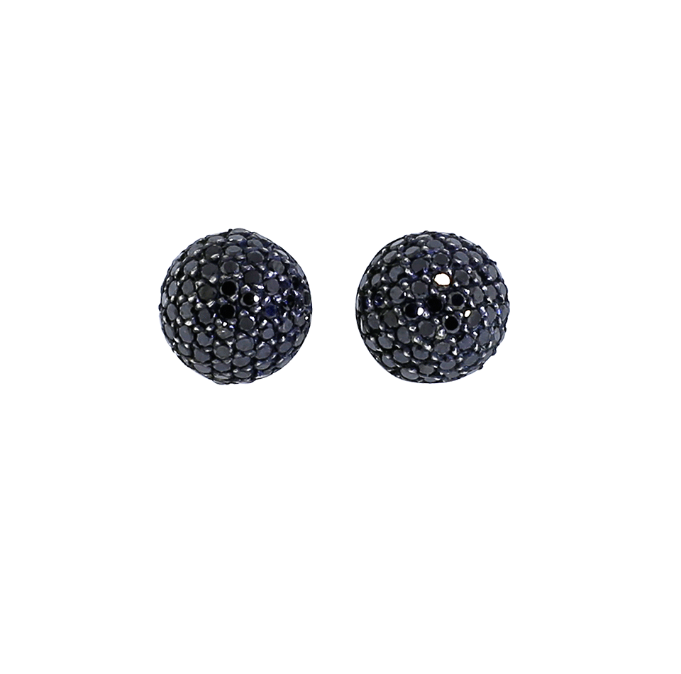 YOSSI HARARI-Vera Pave Black Diamond Studs-GILVER
