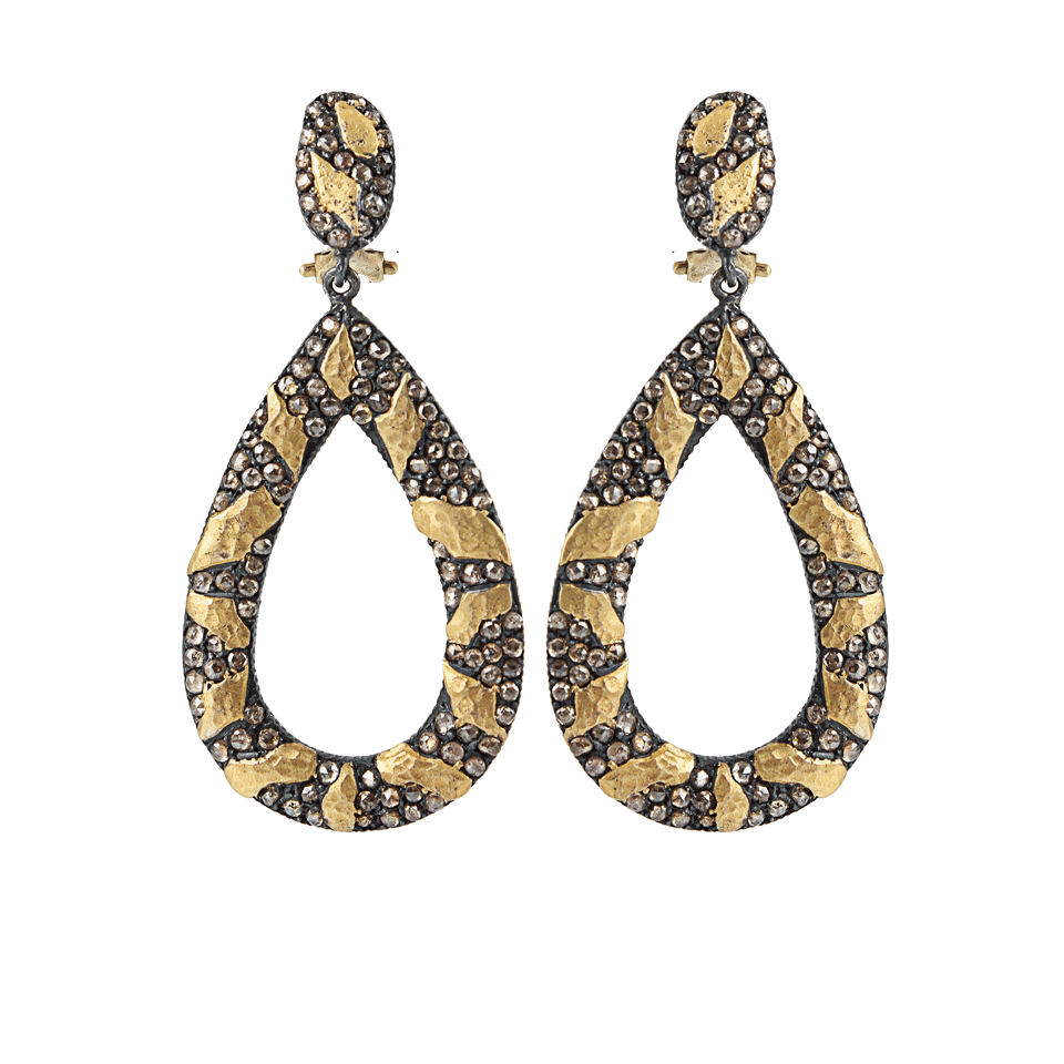 YOSSI HARARI-Libra Cognac-Diamond Drop Earrings-GLD/GLVR