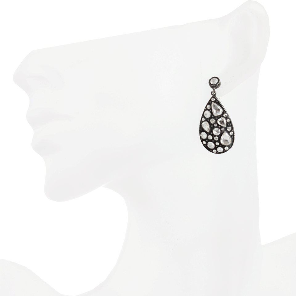 YOSSI HARARI-Large Sara Mosaic Drop Earrings-GLVR/GLD