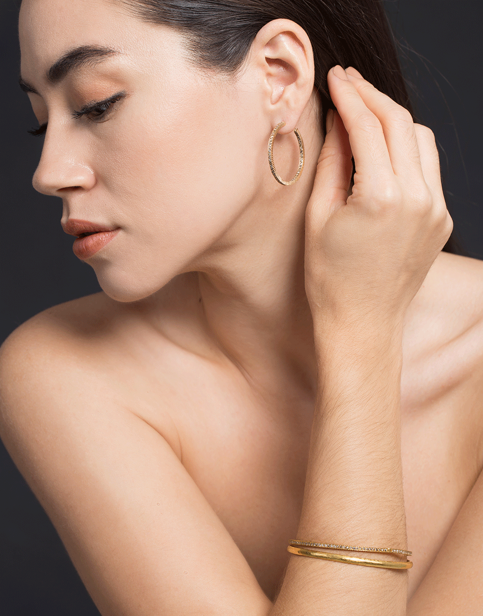 YOSSI HARARI-Lilah Cognac Diamond Pave Hoop Earrings-ROSE GOLD