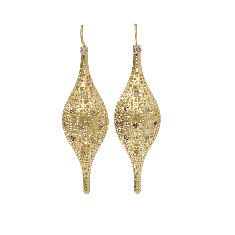 YOSSI HARARI-Lace Florentine Diamond Earrings-YELLOW GOLD