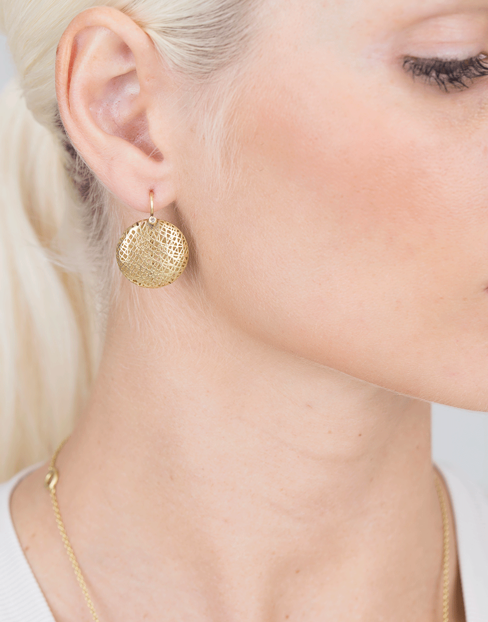 YOSSI HARARI-Medium Lace Earrings-YELLOW GOLD