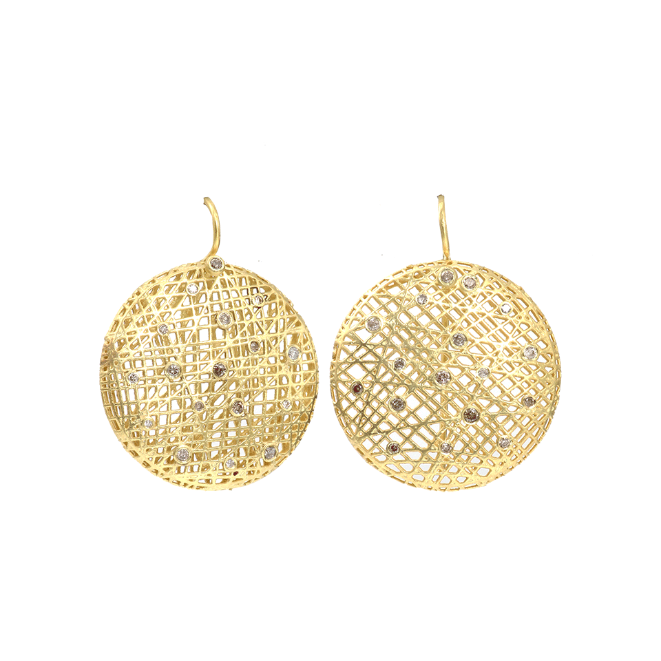 YOSSI HARARI-Medium Lace Earrings-YELLOW GOLD