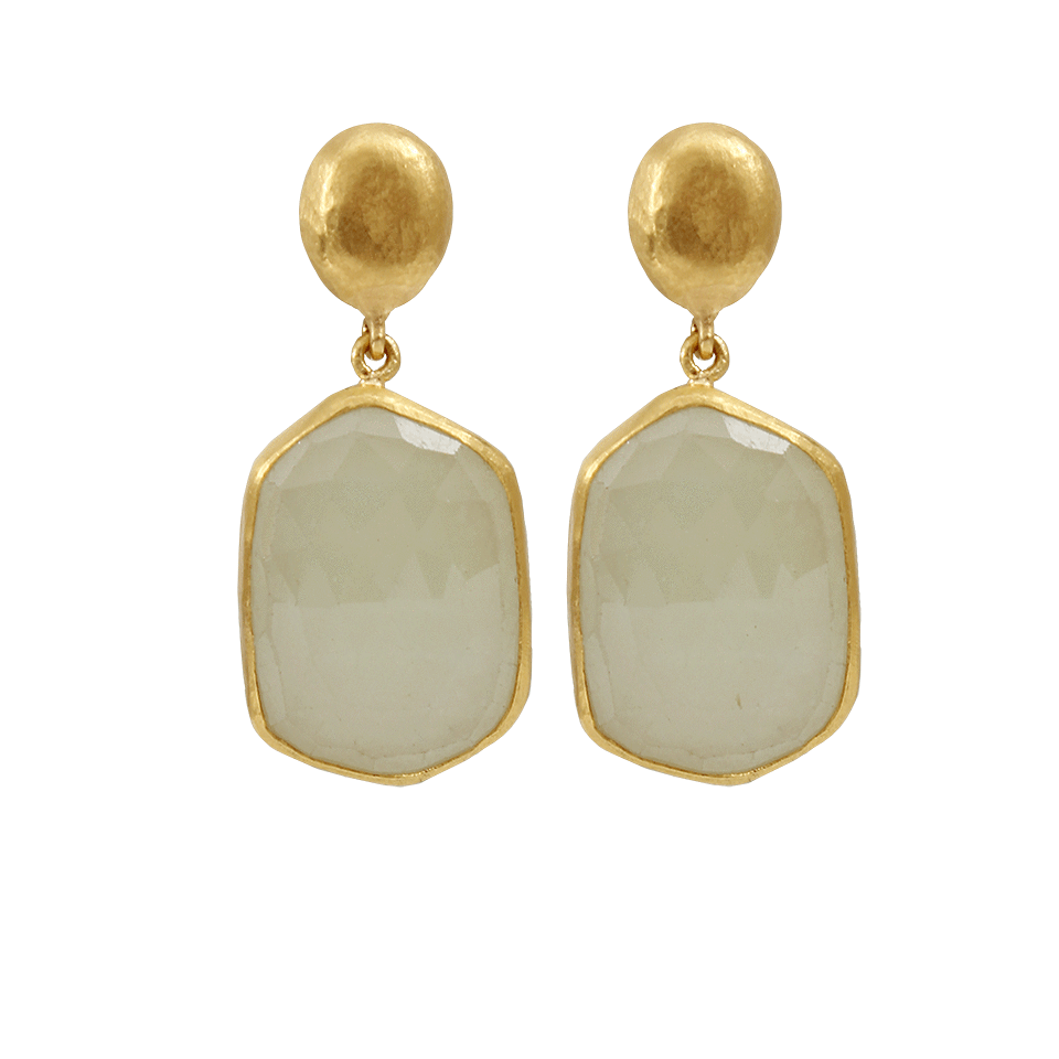 YOSSI HARARI-Roxanne Light Green Sapphire Slice Earrings-YELLOW GOLD