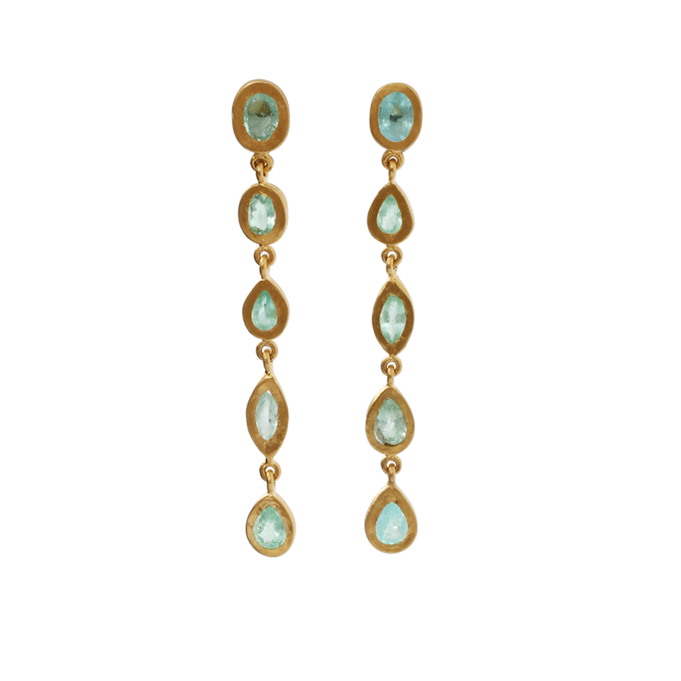 YOSSI HARARI-Roxanne Paraiba Five Drop Earrings-YELLOW GOLD