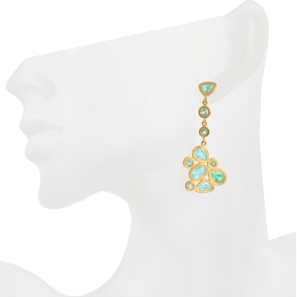 YOSSI HARARI-Paraiba Cluster Drop Earrings-YLLW GLD