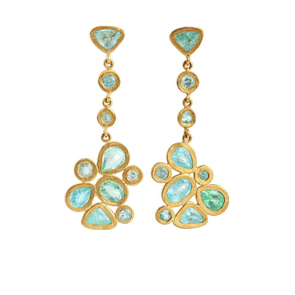 YOSSI HARARI-Paraiba Cluster Drop Earrings-YLLW GLD