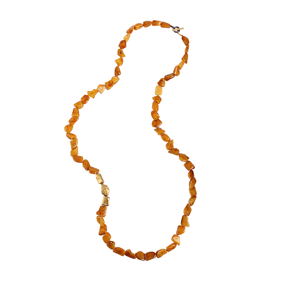YOSSI HARARI-Amber Wrap Necklace with Three Gold and Gilver Beads-GILVER