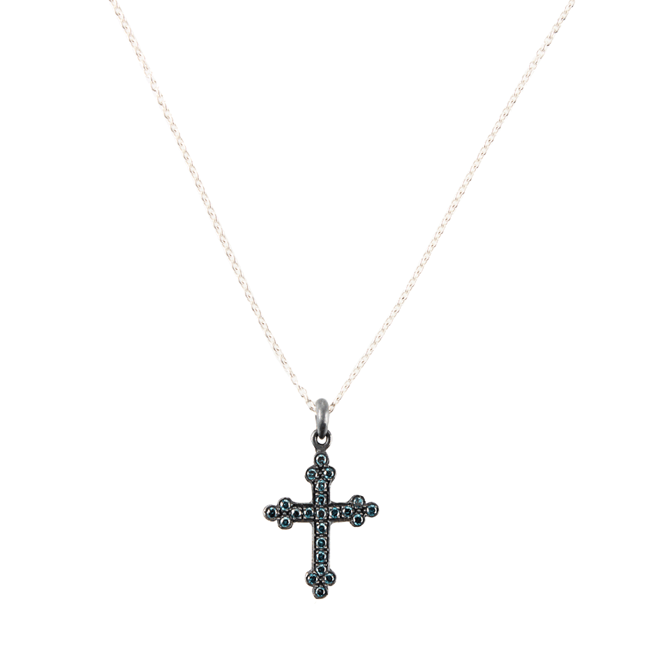YOSSI HARARI-Blue-Diamond Cross Chain Necklace-GILVER