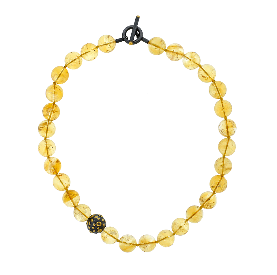 YOSSI HARARI-Libra Citrine Beaded Necklace-GILVER